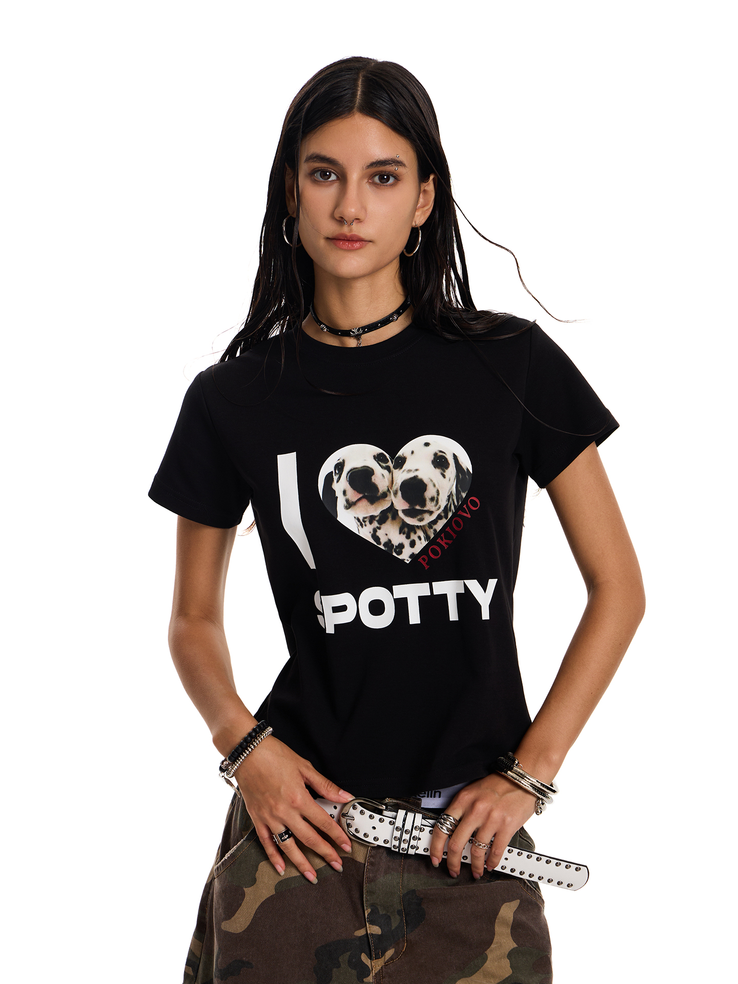 American Retro Small Dog Print Short Sleeve T-Shirt for Men and Women, Summer Loose Fit Slimming Top, Trendy Casual Style American Retro Small Dog Print Short Sleeve T-Shirt for Men and Women, Summer Loose Fit Slimming Top, Trendy Casual Style