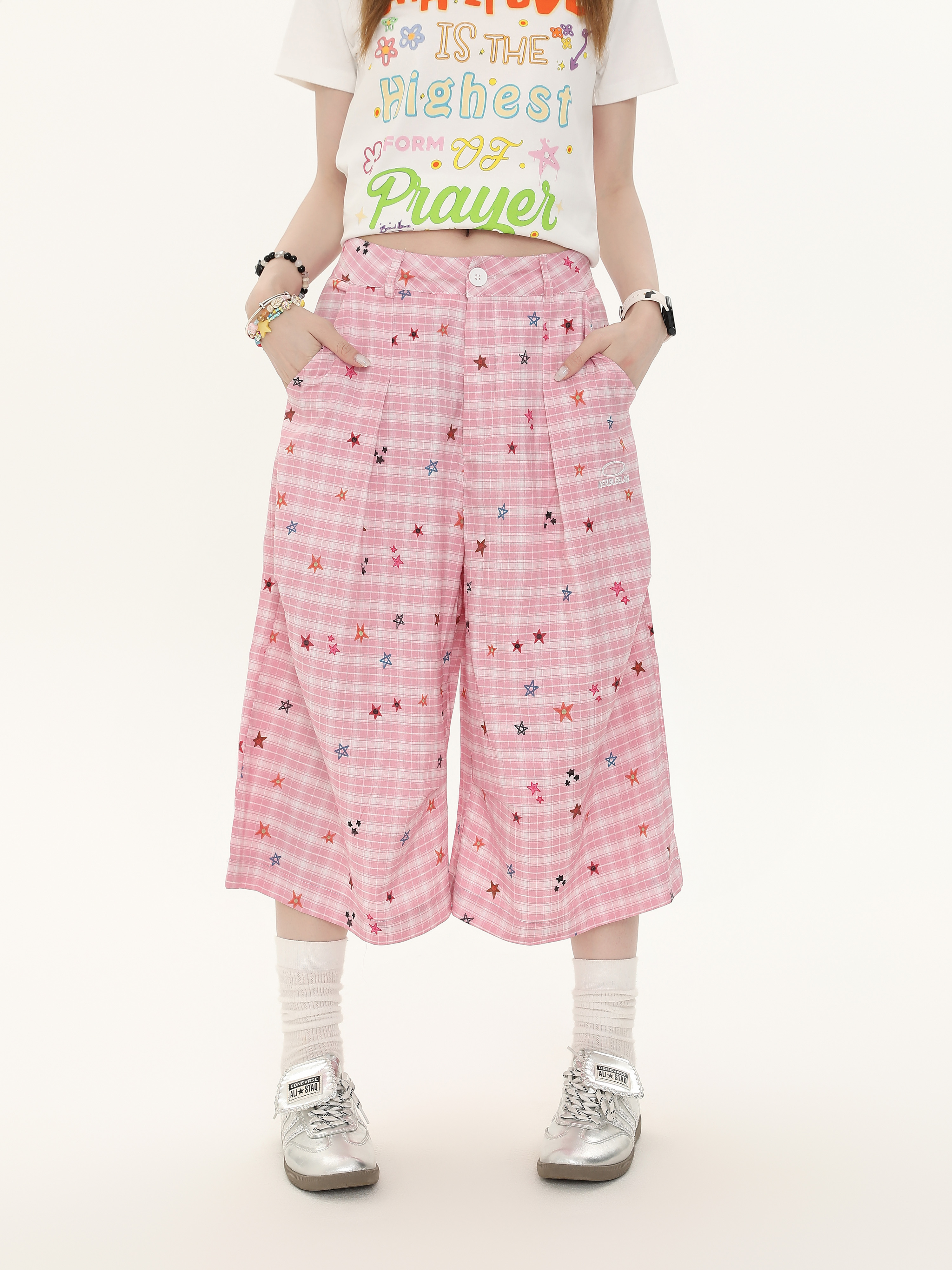 American Retro Star Print Casual Wide-Leg Pants for Women - Trendy Summer Loose Slim Fit Fashion