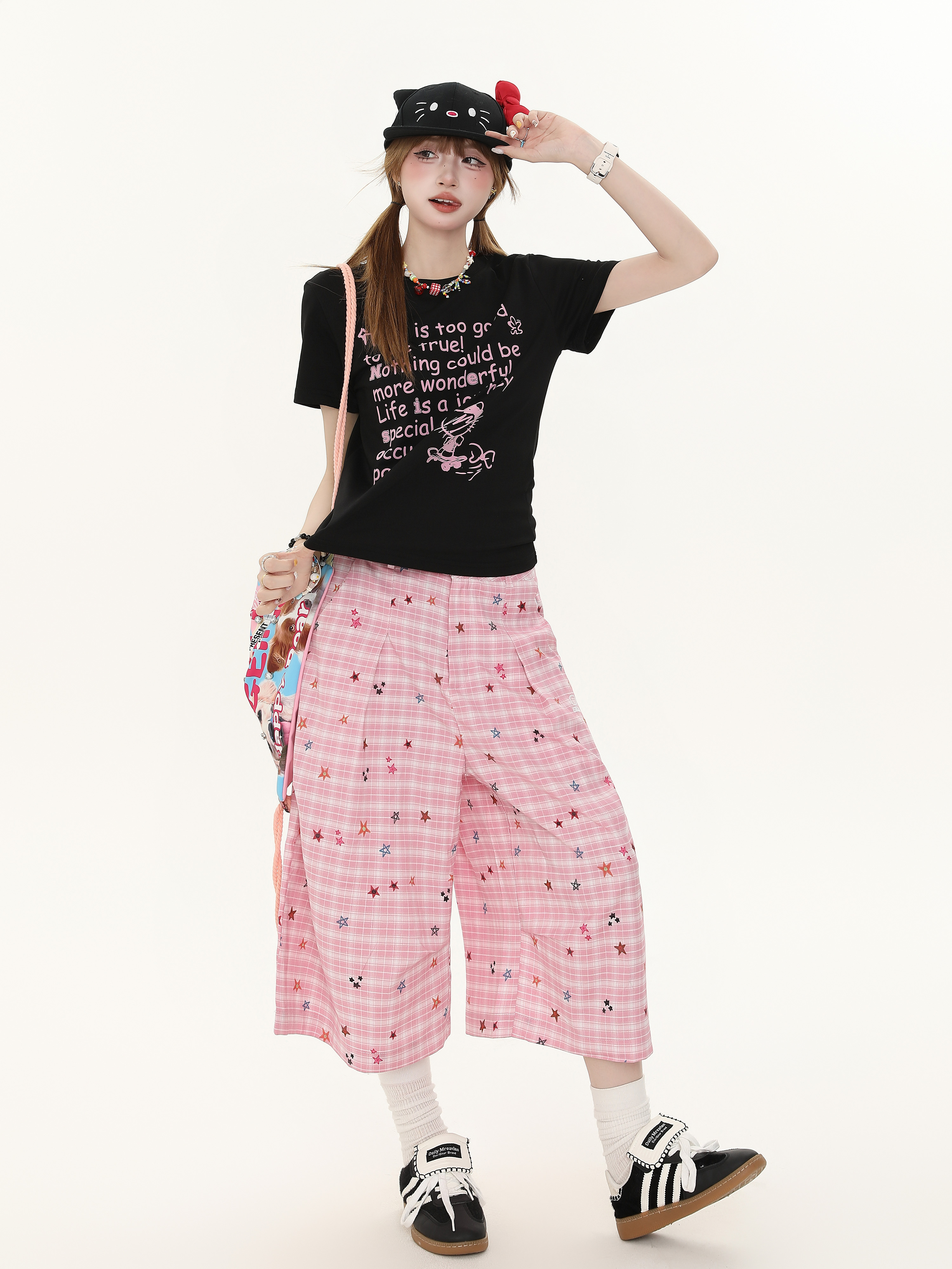 American Retro Star Print Casual Wide-Leg Pants for Women - Trendy Summer Loose Slim Fit Fashion American Retro Star Print Casual Wide-Leg Pants for Women - Trendy Summer Loose Slim Fit Fashion