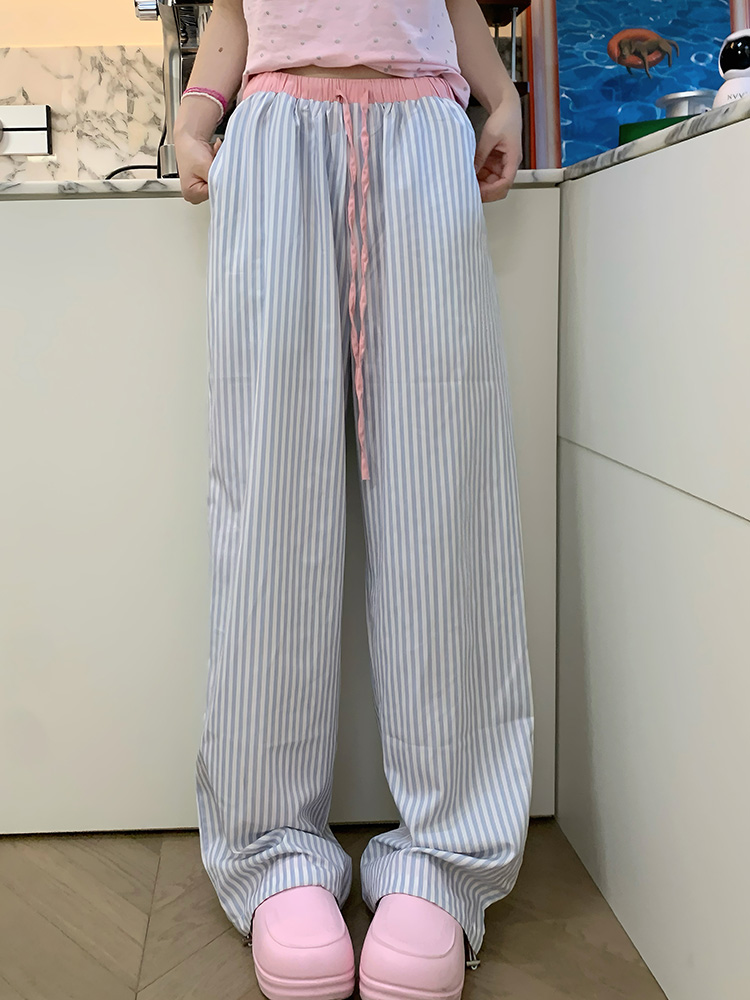 American Retro Striped Color-Blocking Wide-Leg Drawstring Casual Pants for Men and Women - Versatile Loose-Fitting Sports Trousers American Retro Striped Color-Blocking Wide-Leg Drawstring Casual Pants for Men and Women - Versatile Loose-Fitting Sports Trousers