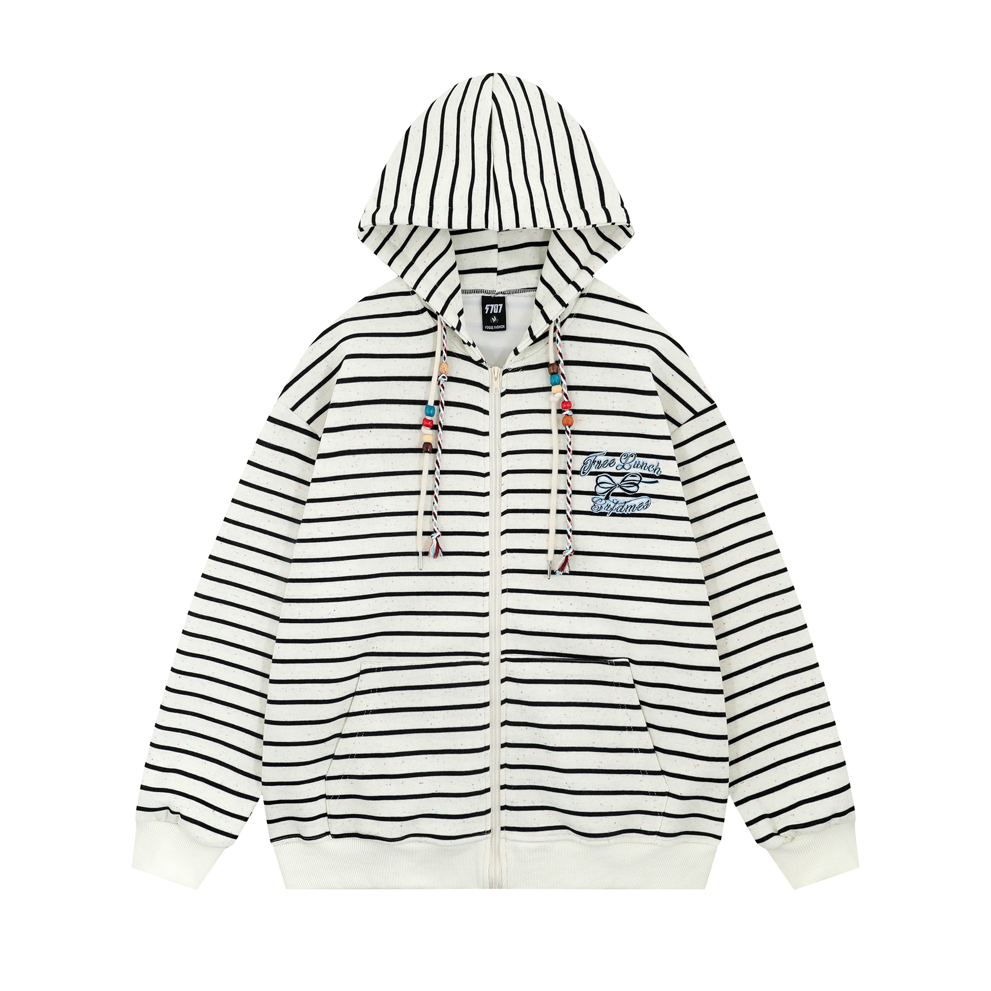 American Retro Striped Letter Embroidery Hoodie Jacket for Women - Spring Loose Versatile Lazy Style Top American Retro Striped Letter Embroidery Hoodie Jacket for Women - Spring Loose Versatile Lazy Style Top