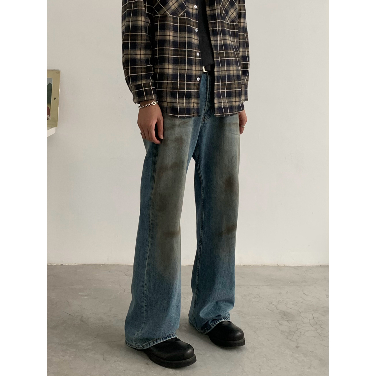 American Retro Washed Vintage Flared Jeans - Clean Fit Straight-Leg Long Pants for a Timeless Y2K Look