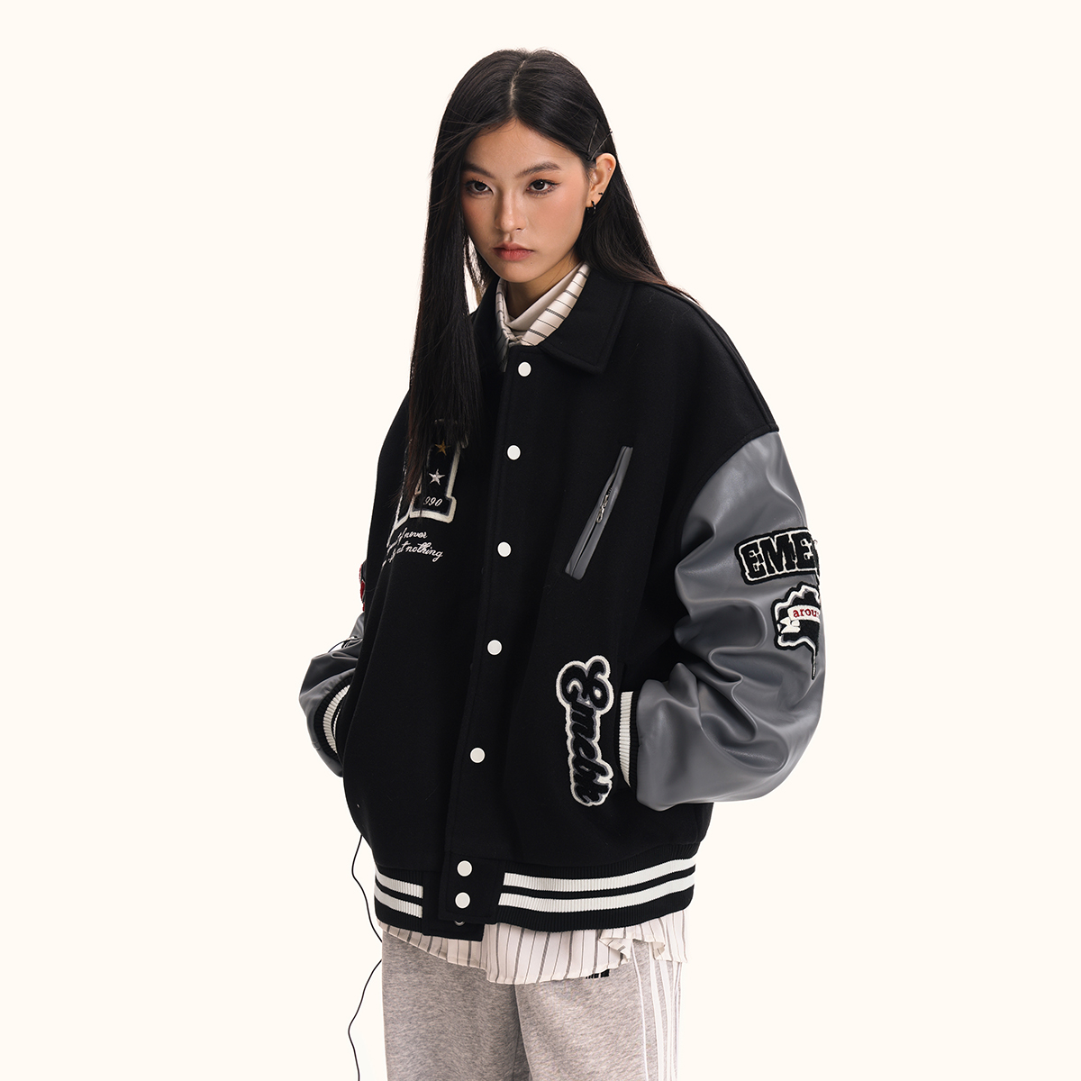 American Style Embroidered Baseball Jacket for Men and Women - Retro Trendy Loose Fit Top Coat American Style Embroidered Baseball Jacket for Men and Women - Retro Trendy Loose Fit Top Coat