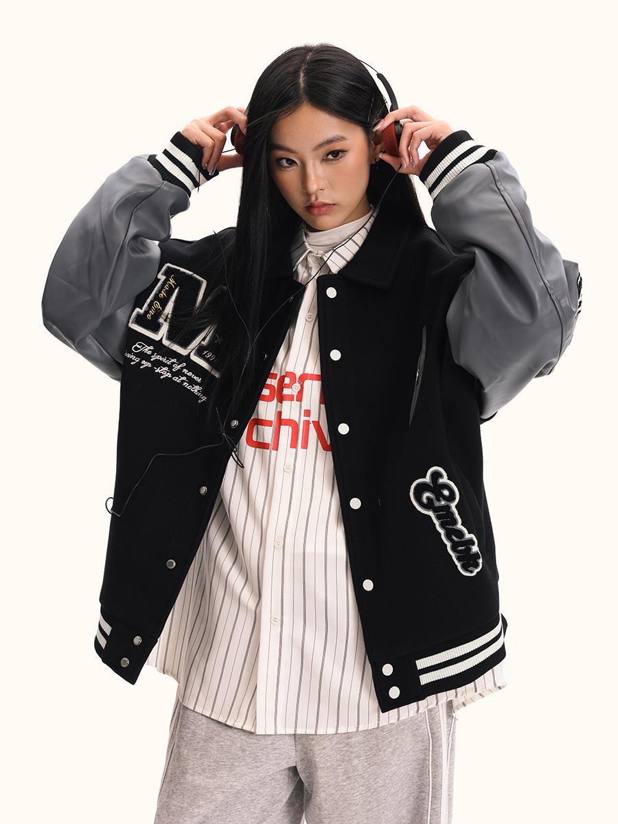 American Style Embroidered Baseball Jacket for Men and Women - Retro Trendy Loose Fit Top Coat American Style Embroidered Baseball Jacket for Men and Women - Retro Trendy Loose Fit Top Coat