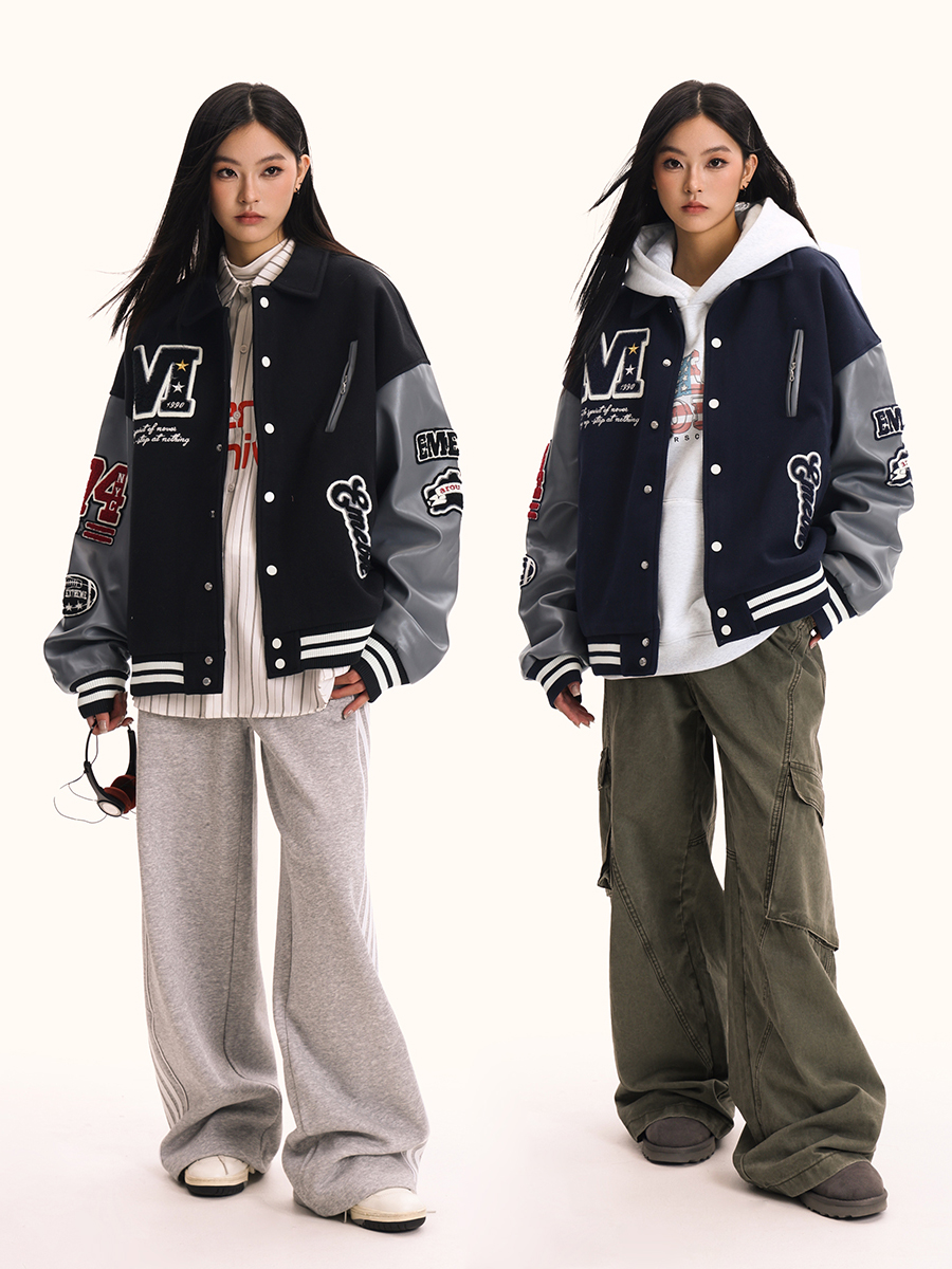 American Style Embroidered Baseball Jacket for Men and Women - Retro Trendy Loose Fit Top Coat American Style Embroidered Baseball Jacket for Men and Women - Retro Trendy Loose Fit Top Coat