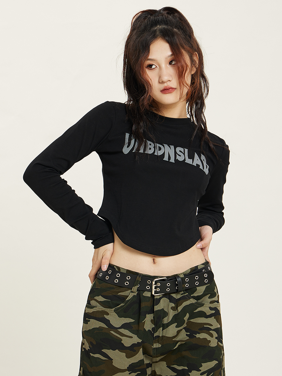 American Style Slim Fit Long Sleeve T-Shirt for Women - Trendy Hip-Hop Street Dance Top American Style Slim Fit Long Sleeve T-Shirt for Women - Trendy Hip-Hop Street Dance Top