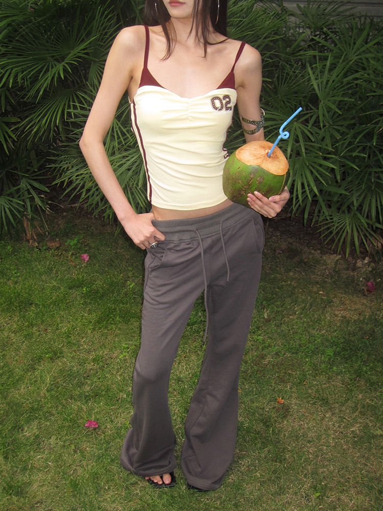 American Vintage Gray Flared Sweatpants for Women - Slim Fit Casual Drawstring Pants for Summer Sports and Everyday Wear American Vintage Gray Flared Sweatpants for Women - Slim Fit Casual Drawstring Pants for Summer Sports and Everyday Wear