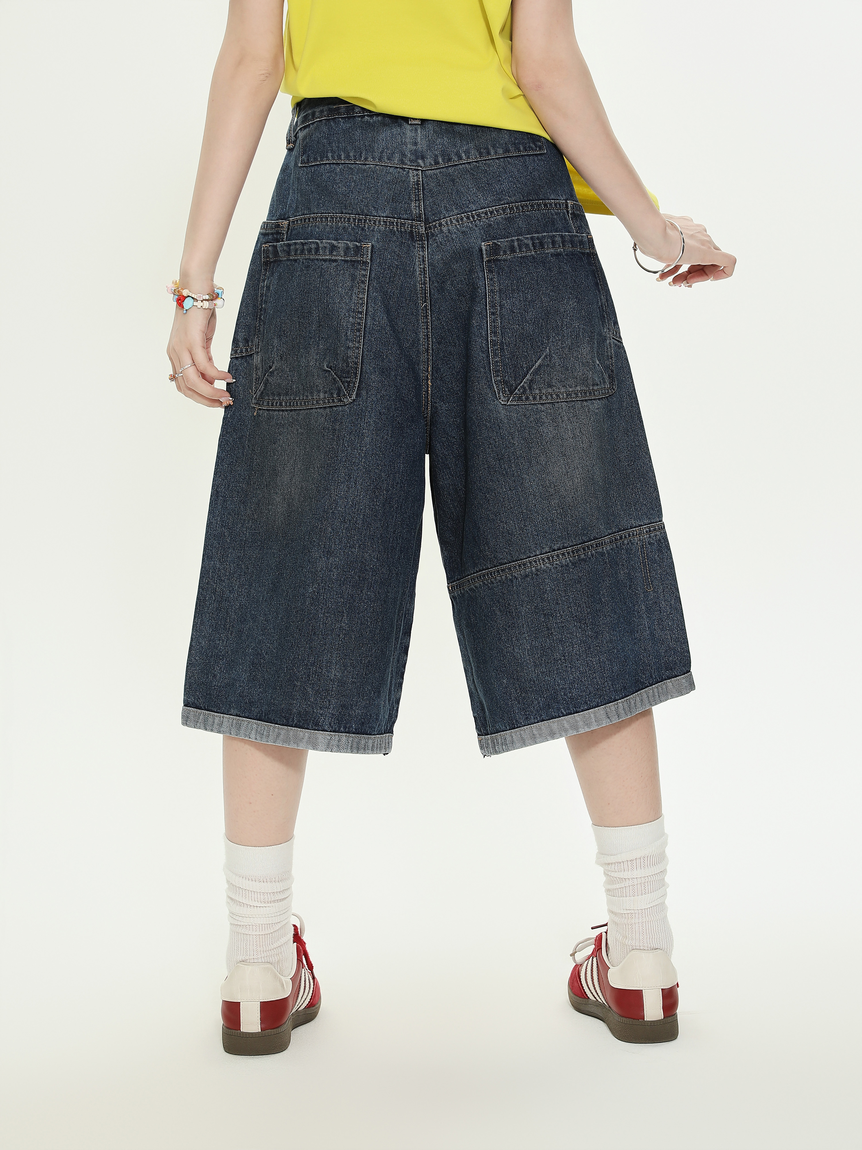 American Vintage Letter Embroidered Denim Shorts for Women - Loose Casual Capri Pants, Summer Versatile Style American Vintage Letter Embroidered Denim Shorts for Women - Loose Casual Capri Pants, Summer Versatile Style