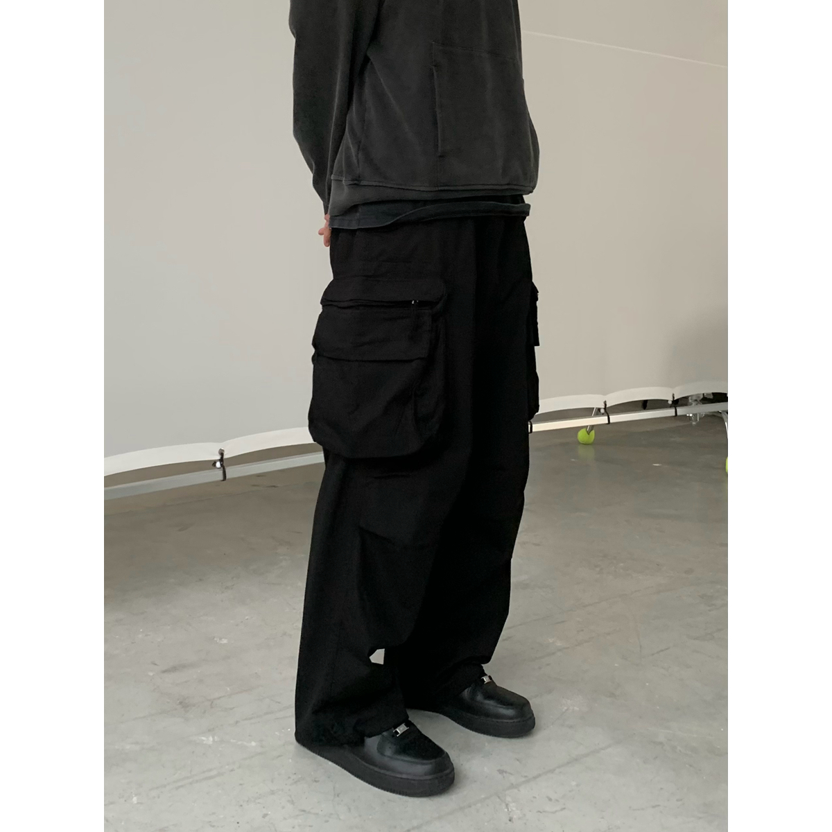 American Vintage Loose Work Pants for Men - Straight Leg Japanese Casual Cargo Pants in City Boy Style