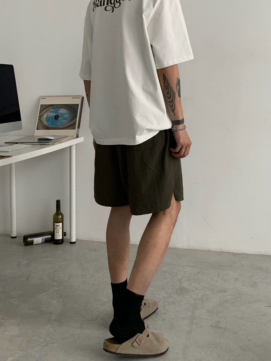 American Vintage Minimalist Aesthetic Unisex Quick-Dry Solid Color Five-Point Sports Shorts - Trendy 90s Loose Fit