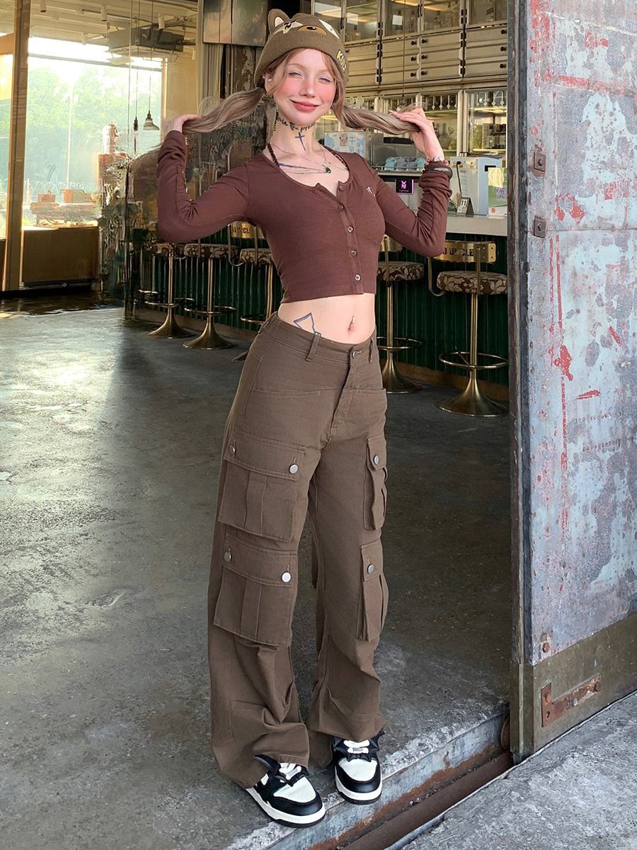 American Vintage Multi-Pocket Work Pants for Men and Women, Casual Long Paratrooper Pants, 90s Style American Vintage Multi-Pocket Work Pants for Men and Women, Casual Long Paratrooper Pants, 90s Style