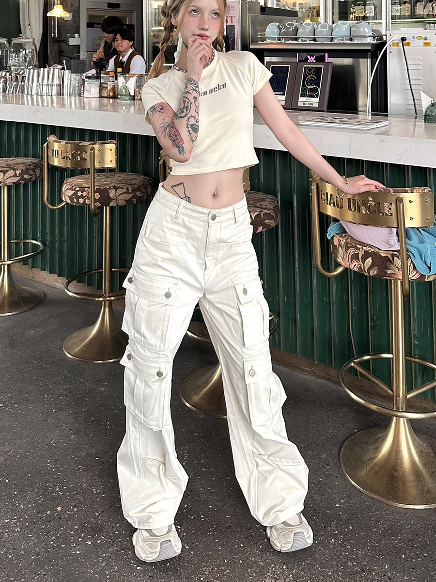 American Vintage Multi-Pocket Work Pants for Men and Women, Casual Long Paratrooper Pants, 90s Style American Vintage Multi-Pocket Work Pants for Men and Women, Casual Long Paratrooper Pants, 90s Style