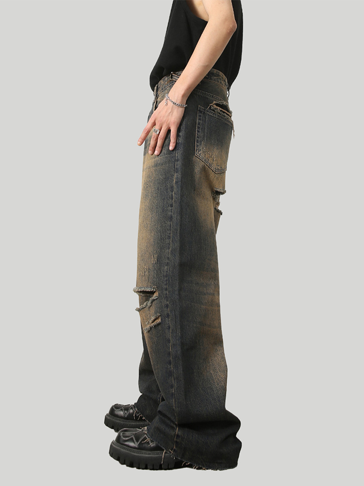 American Vintage Ripped Straight Leg Jeans for Men and Women, Loose Wide Leg Fit, 90s Inspired, Casual Denim Pants American Vintage Ripped Straight Leg Jeans for Men and Women, Loose Wide Leg Fit, 90s Inspired, Casual Denim Pants
