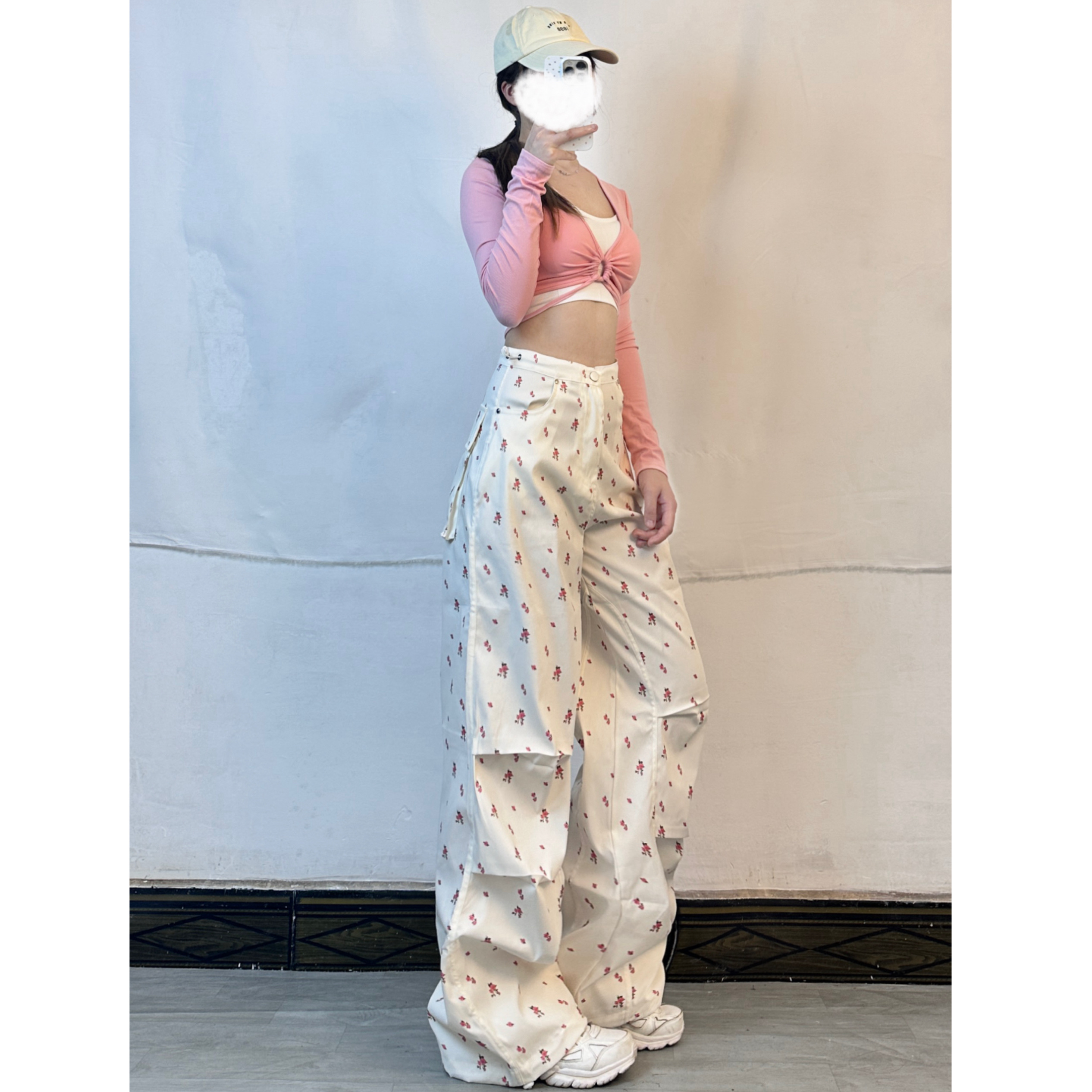 American Vintage Small Floral Cargo Pants for Women - Summer Kpop Loose Straight Wide-Leg Trousers American Vintage Small Floral Cargo Pants for Women - Summer Kpop Loose Straight Wide-Leg Trousers