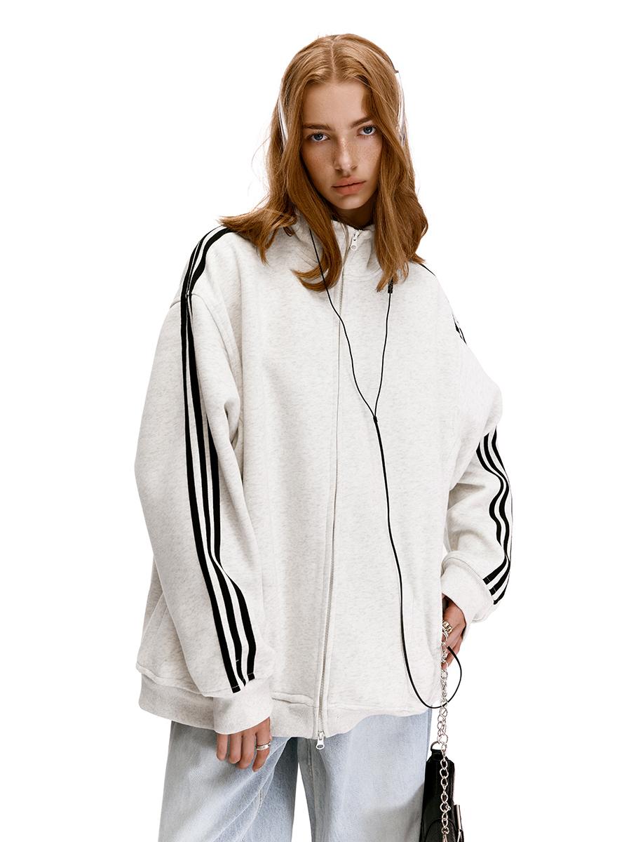 American Vintage Striped Three-Stripe Cardigan Sweatshirt for Men and Women, Loose Fit, Casual Layering Jacket, Y2K Style American Vintage Striped Three-Stripe Cardigan Sweatshirt for Men and Women, Loose Fit, Casual Layering Jacket, Y2K Style