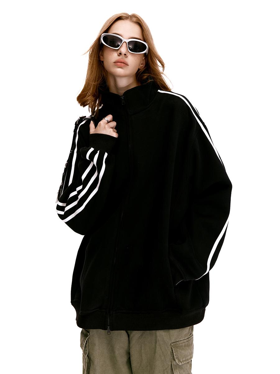 American Vintage Striped Three-Stripe Cardigan Sweatshirt for Men and Women, Loose Fit, Casual Layering Jacket, Y2K Style American Vintage Striped Three-Stripe Cardigan Sweatshirt for Men and Women, Loose Fit, Casual Layering Jacket, Y2K Style