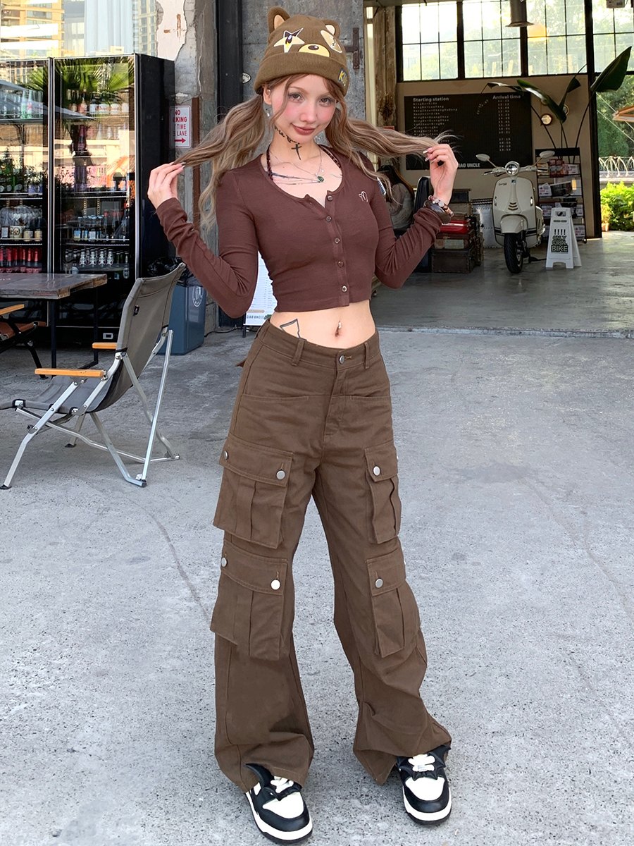 American Vintage Work Pants for Men and Women, Multi-Pocket Loose Straight Casual Paratrooper Pants, Y2K Style American Vintage Work Pants for Men and Women, Multi-Pocket Loose Straight Casual Paratrooper Pants, Y2K Style