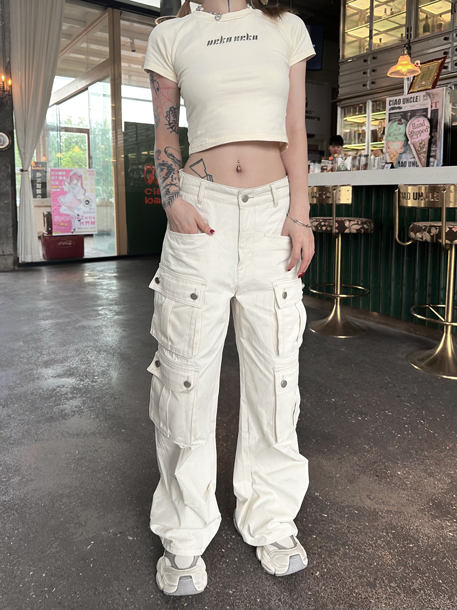 American Vintage Work Pants for Men and Women, Multi-Pocket Loose Straight Casual Paratrooper Pants, Y2K Style American Vintage Work Pants for Men and Women, Multi-Pocket Loose Straight Casual Paratrooper Pants, Y2K Style