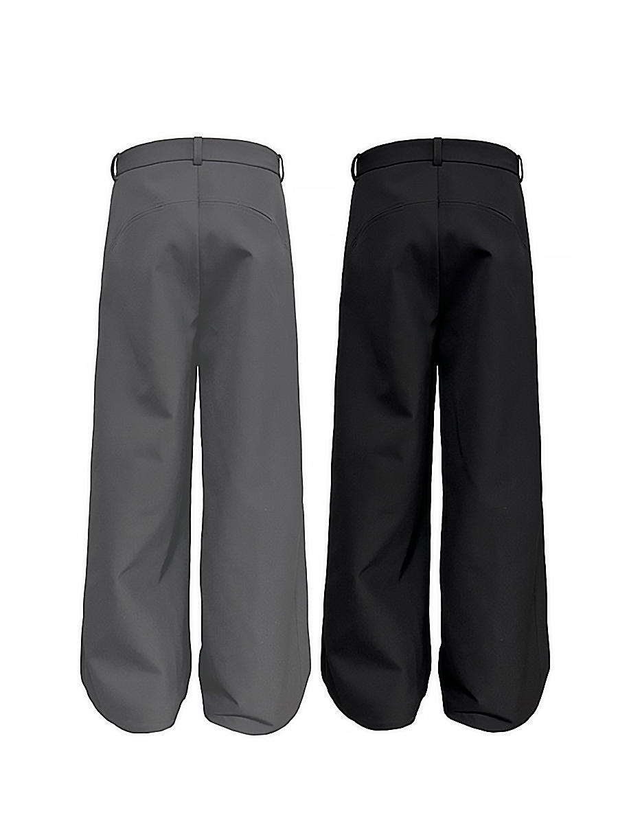 Arc-Shaped Loose Leaf Trousers with Double-Sided Diagonal Structure and UNION Button – Wrinkle-Resistant, Stiff Design for Modern Style Arc-Shaped Loose Leaf Trousers with Double-Sided Diagonal Structure and UNION Button – Wrinkle-Resistant, Stiff Design for Modern Style