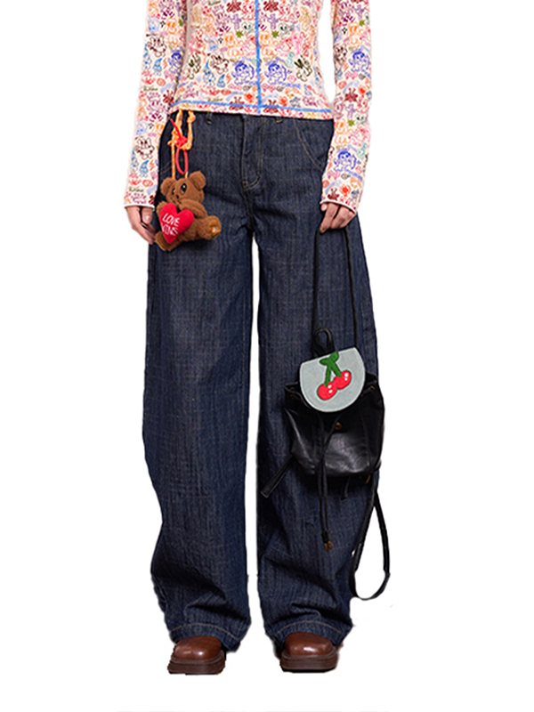 Artist Blue Bear & Cherry Print Backpack - Cute Y2K Style Bag for School and Daily Use Artist Blue Bear & Cherry Print Backpack - Cute Y2K Style Bag for School and Daily Use