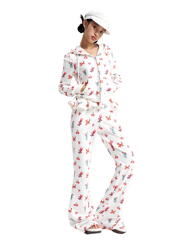 Artist-Inspired Tiger and Rabbit Graphic Set - Playful Y2K Aesthetic T-shirt and Pants Ensemble for Unique Style Artist-Inspired Tiger and Rabbit Graphic Set - Playful Y2K Aesthetic T-shirt and Pants Ensemble for Unique Style