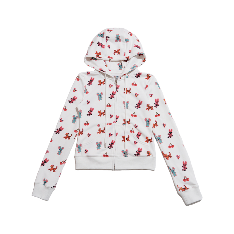 Artist-Inspired Tiger and Rabbit Graphic Set - Playful Y2K Aesthetic T-shirt and Pants Ensemble for Unique Style