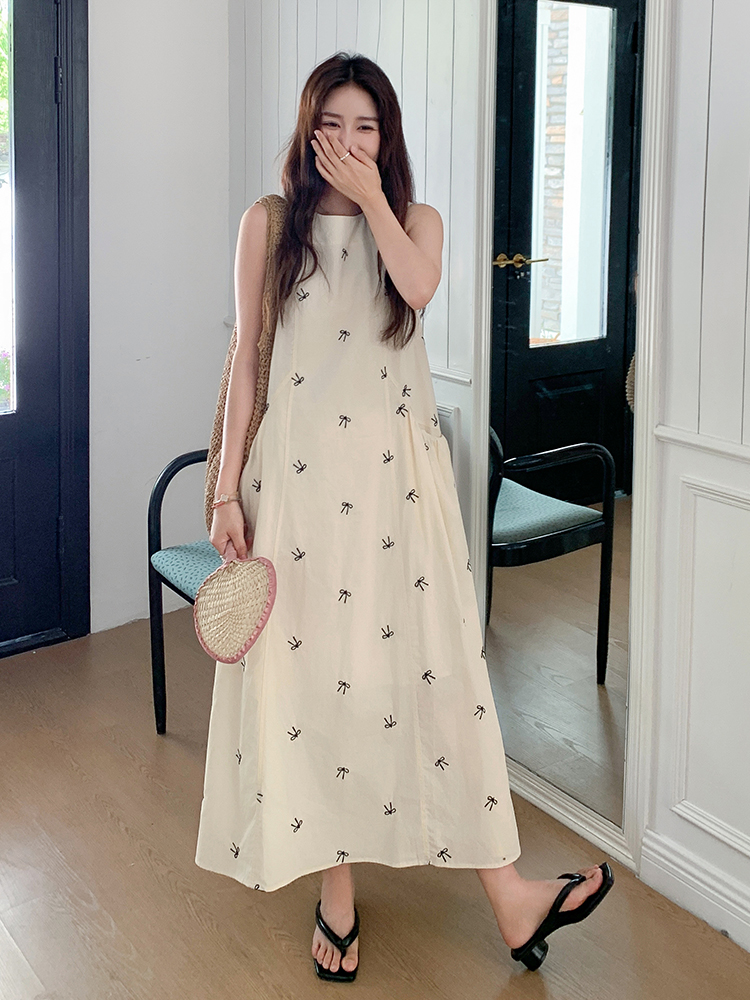 Artistic White Printed Sleeveless Dress for Women - Unique Long Summer Dress, Stunning Design for 2025 Fashion