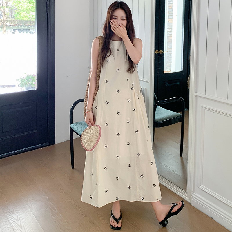 Artistic White Printed Sleeveless Dress for Women - Unique Long Summer Dress, Stunning Design for 2025 Fashion