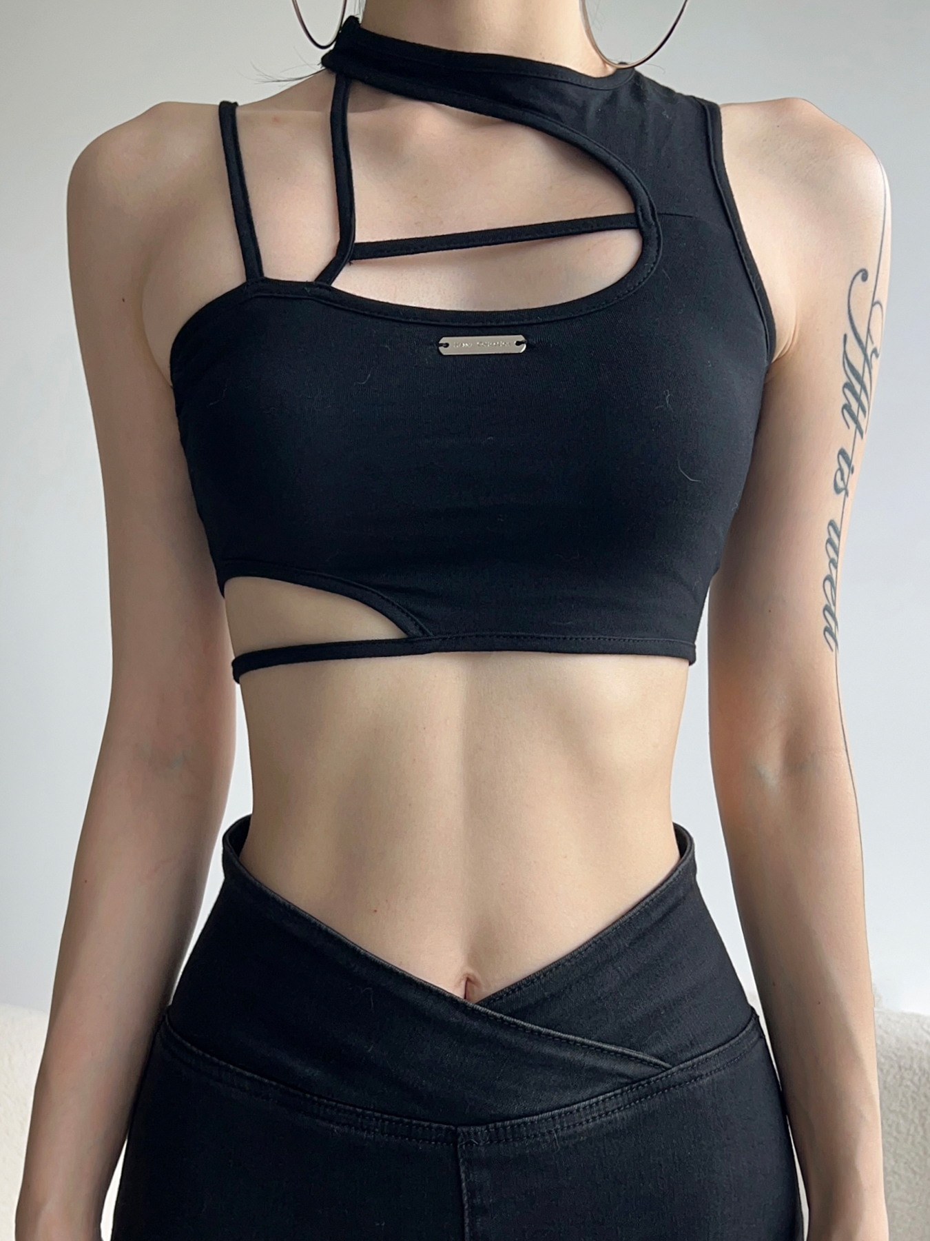 Asymmetrical Hollow-Out Vest for Women - Deconstructed Design Slim Fit Sexy Crop Top with Spaghetti Straps, Trendy Y2K Style