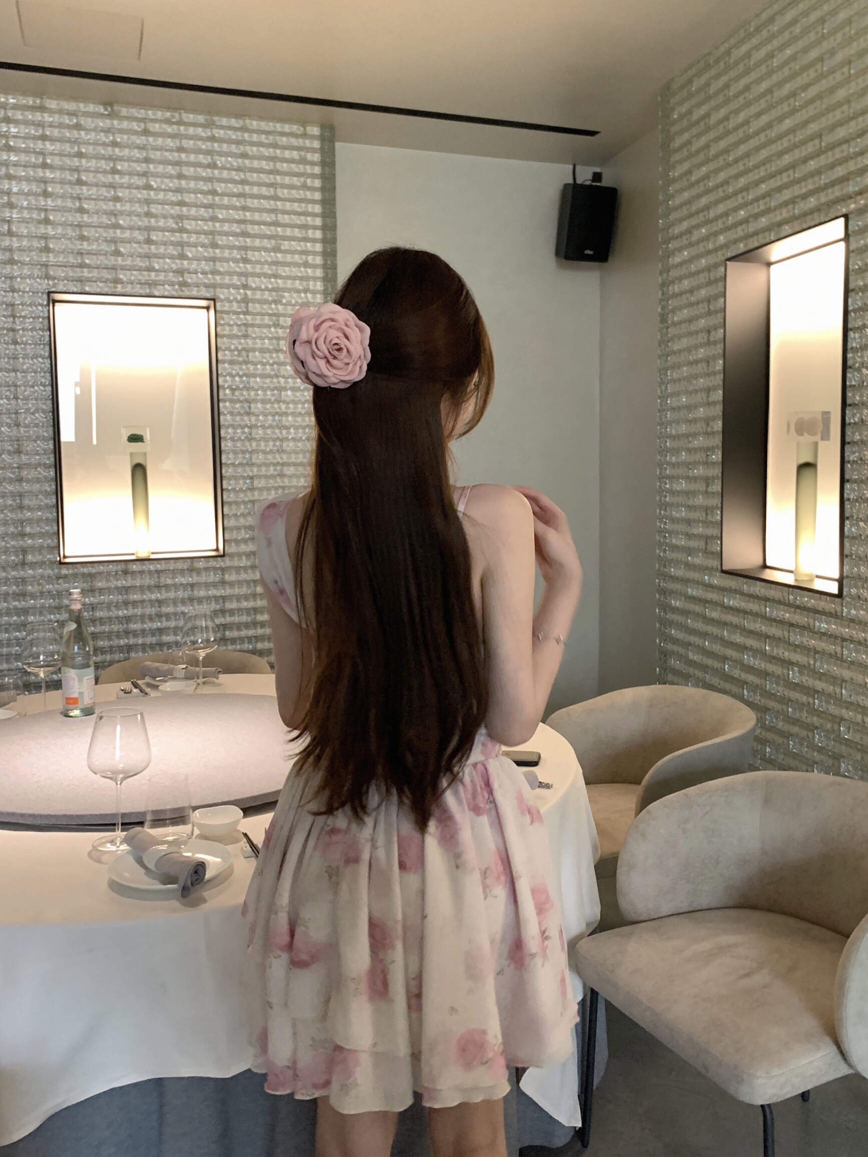 Asymmetrical Shoulder Strap Pink Rose Floral Waist-Defined Summer Dress - Y2K Style, Trendy Women's Casual Dress Asymmetrical Shoulder Strap Pink Rose Floral Waist-Defined Summer Dress - Y2K Style, Trendy Women's Casual Dress