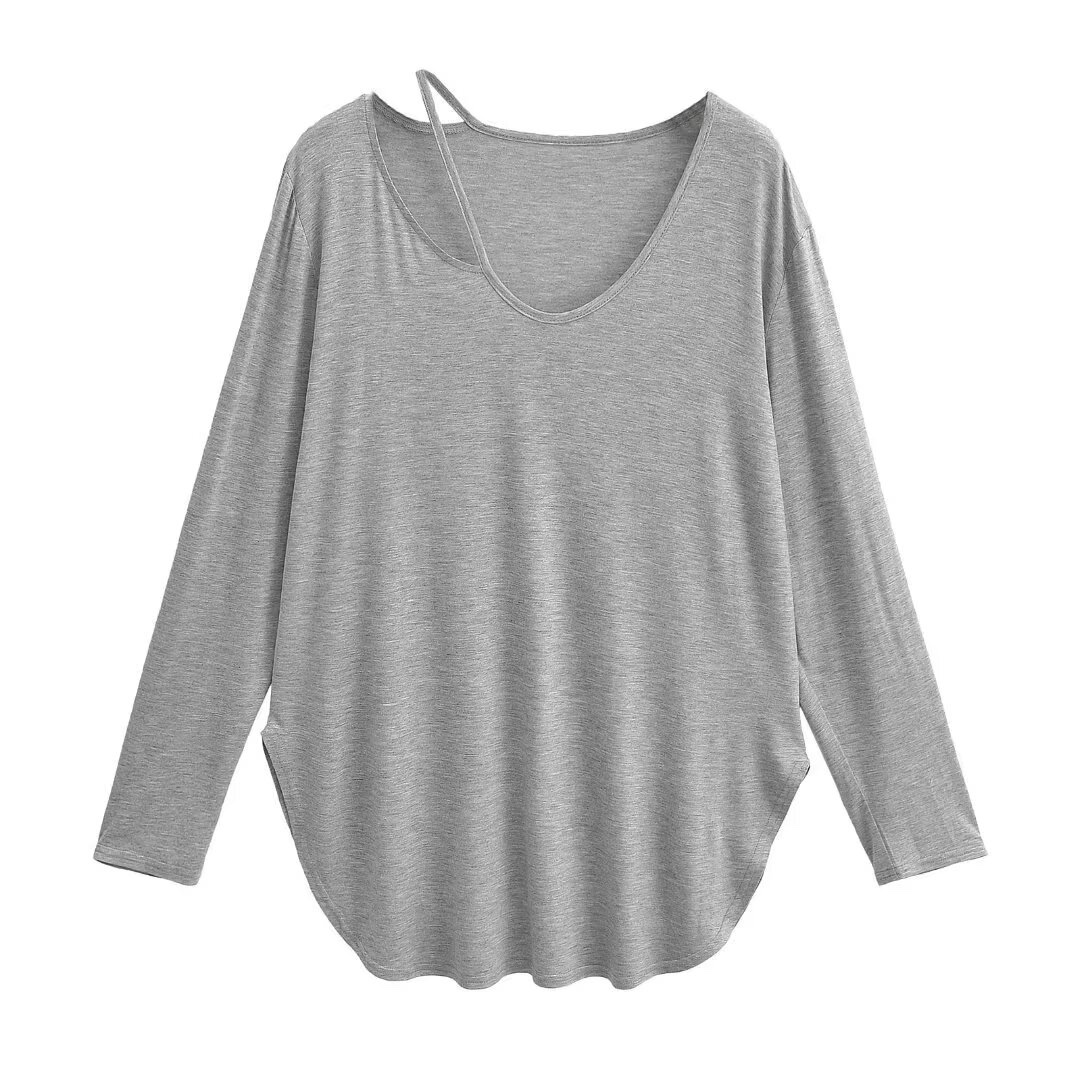 Autumn Long Sleeve Loose Fit Jazz Dance Cover-Up Top for Women, Sporty Fitness T-Shirt, Trendy Casual Style Autumn Long Sleeve Loose Fit Jazz Dance Cover-Up Top for Women, Sporty Fitness T-Shirt, Trendy Casual Style