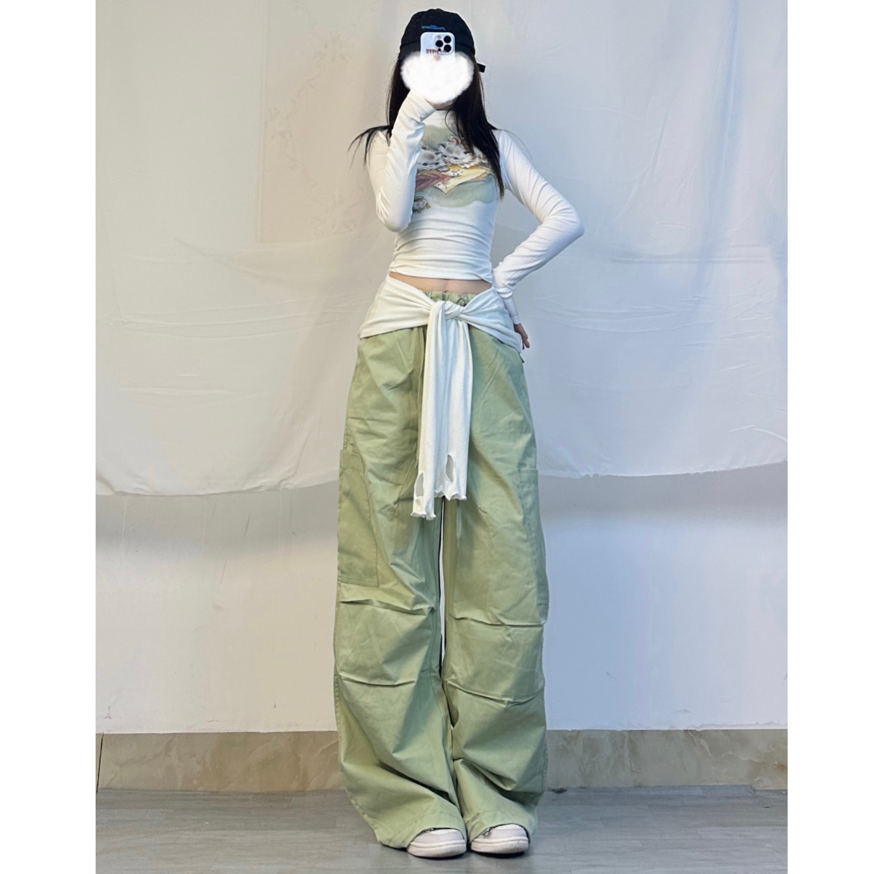 Autumn Winter Jazz Dance Outfit Set - Cat Print Tight Top & Green Quick-Dry Casual Pants for Dance and Fitness Autumn Winter Jazz Dance Outfit Set - Cat Print Tight Top & Green Quick-Dry Casual Pants for Dance and Fitness