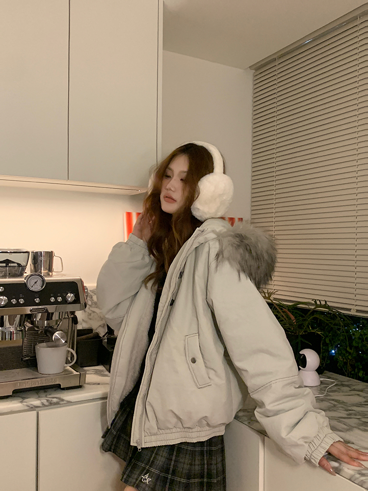 Autumn Winter Women's Vintage Hooded Cotton Jacket with Large Fur Collar, Thick Loose Short Coat, Casual Street Style Fashion Autumn Winter Women's Vintage Hooded Cotton Jacket with Large Fur Collar, Thick Loose Short Coat, Casual Street Style Fashion