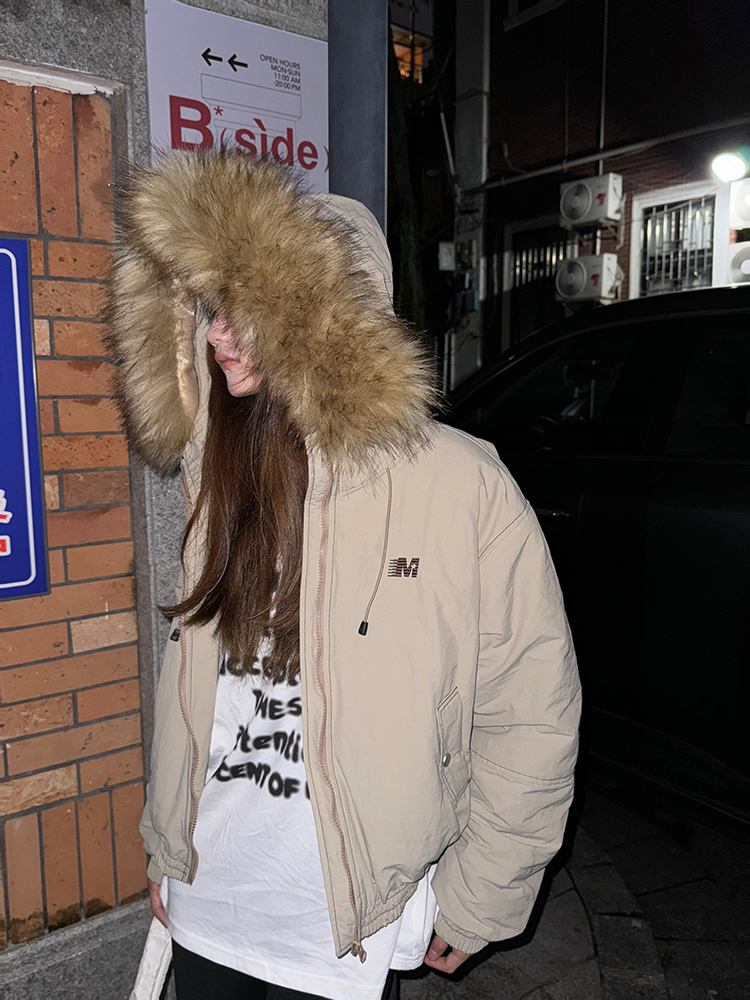 Autumn Winter Women's Vintage Hooded Cotton Jacket with Large Fur Collar, Thick Loose Short Coat, Casual Street Style Fashion Autumn Winter Women's Vintage Hooded Cotton Jacket with Large Fur Collar, Thick Loose Short Coat, Casual Street Style Fashion