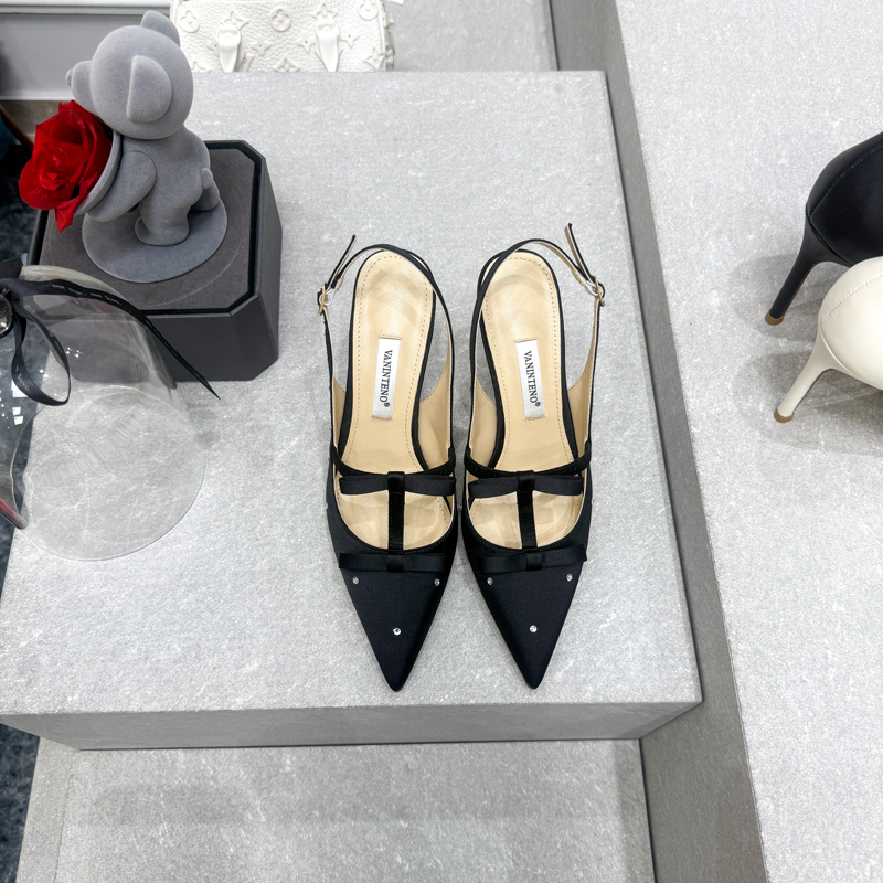 Backless Black Satin High-Heeled Sandals with Rhinestone Bow - One-Strap Design for Chic Nights Out Backless Black Satin High-Heeled Sandals with Rhinestone Bow - One-Strap Design for Chic Nights Out