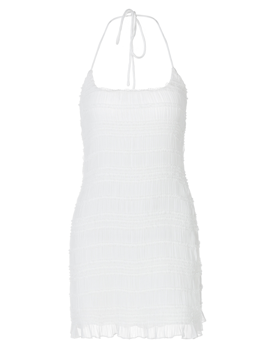 Backless Fitted Chiffon Dress with Tie Neck and Lining - Short Skirt for Women, Perfect for Y2K and 90s Inspired Looks Backless Fitted Chiffon Dress with Tie Neck and Lining - Short Skirt for Women, Perfect for Y2K and 90s Inspired Looks