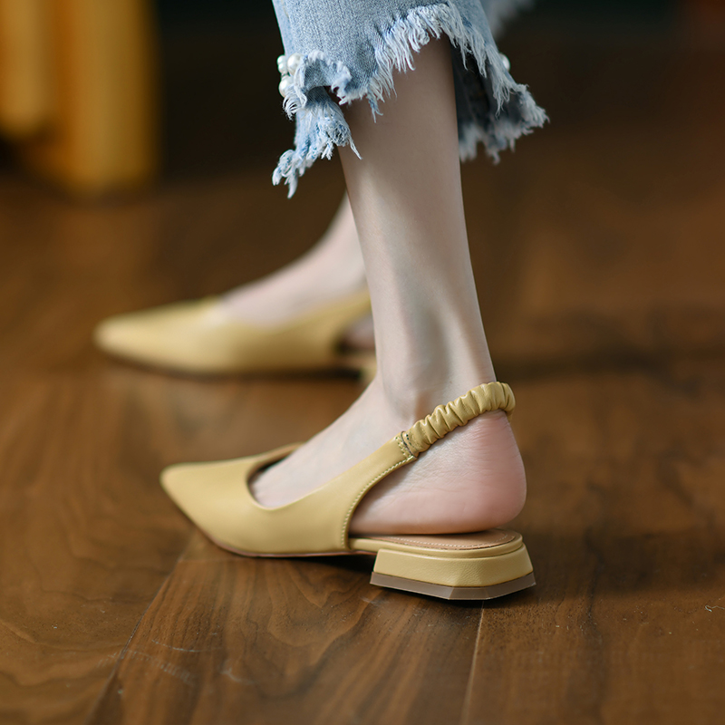 Backless Flat Sandals for Women - Genuine Leather One-Strap Design, Pointed Toe, Retro Style Summer Shoes Backless Flat Sandals for Women - Genuine Leather One-Strap Design, Pointed Toe, Retro Style Summer Shoes