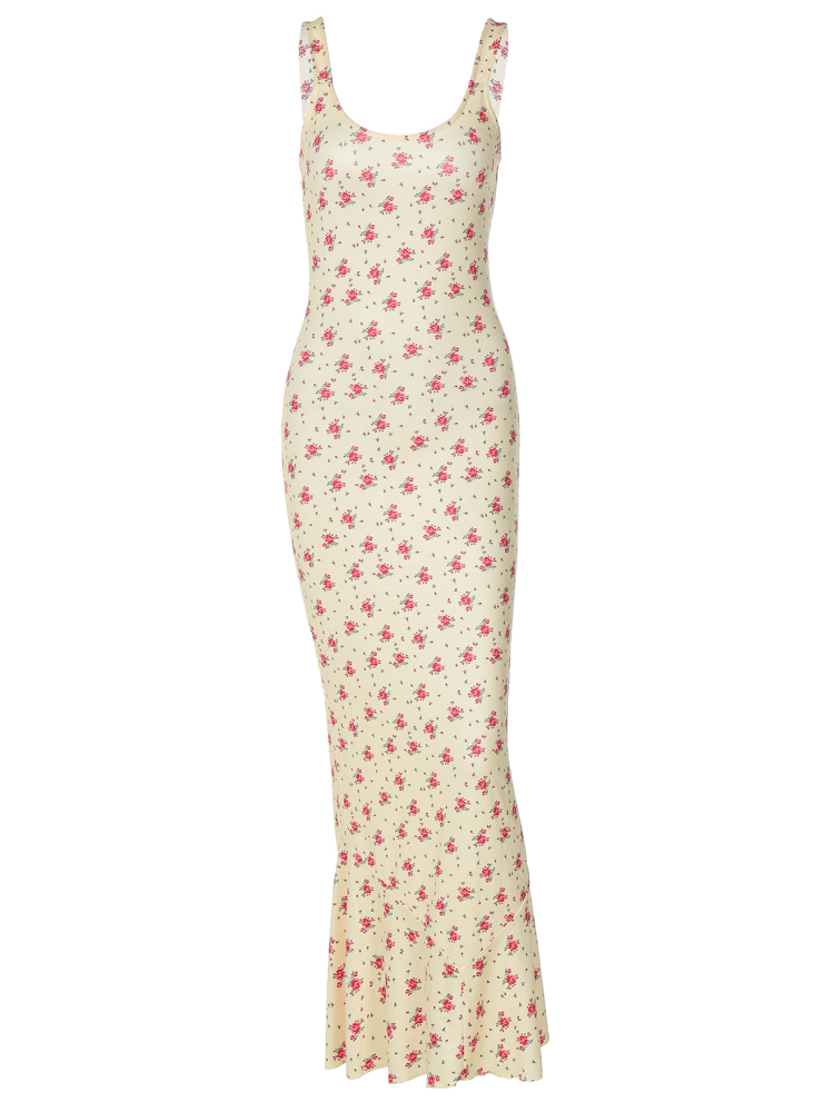 Backless Floral Spaghetti Strap Mermaid Dress - U-Neck, High-Waisted, Slim-Fit for Women - Spring/Summer European & American Style Backless Floral Spaghetti Strap Mermaid Dress - U-Neck, High-Waisted, Slim-Fit for Women - Spring/Summer European & American Style
