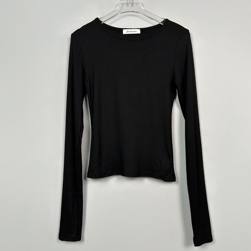 Backless Hollow Design Fitted Long Sleeve T-Shirt for Women - Korean Dongdaemun Style, Sexy Fashion Top