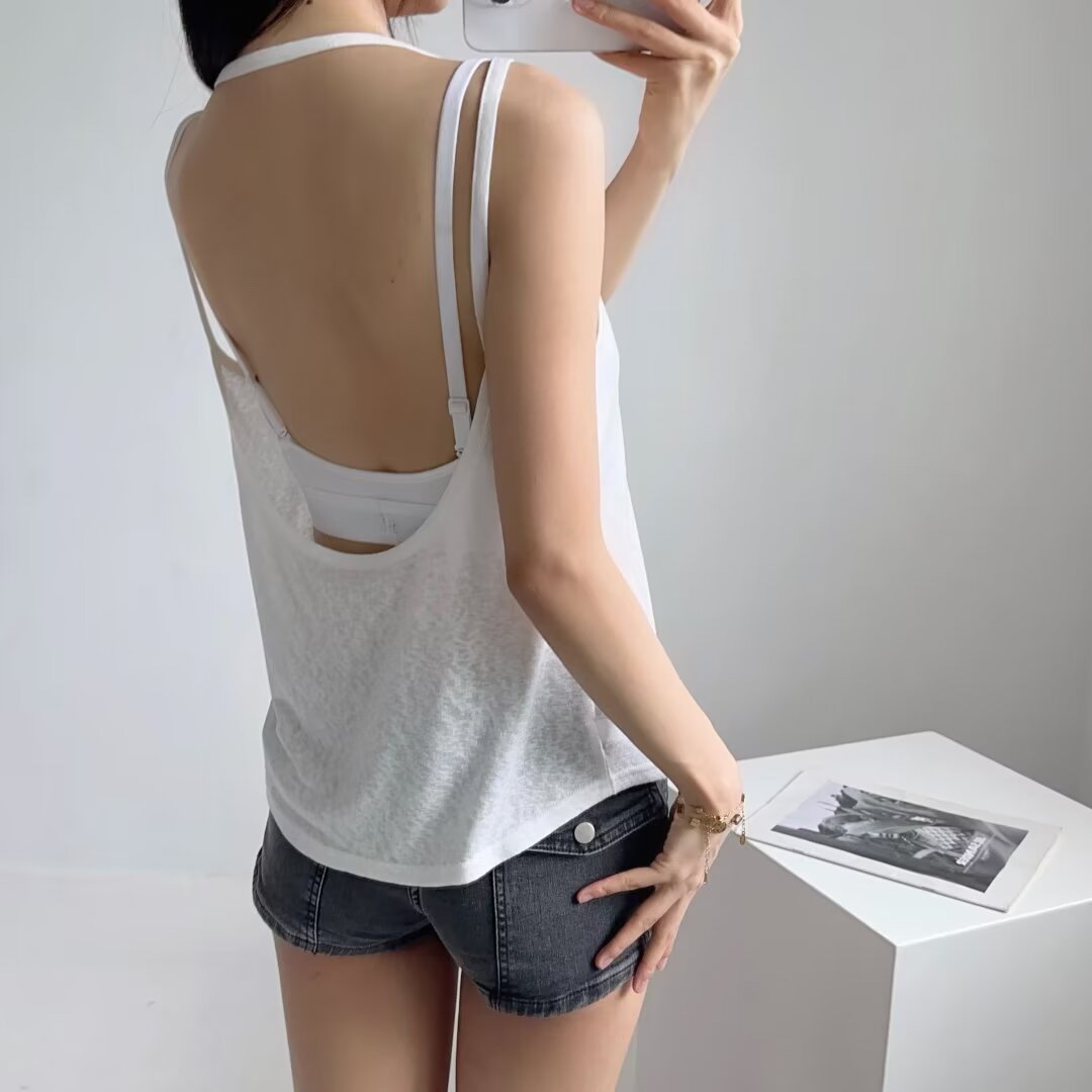 Backless Loose Fit Thin Strap Women's Sport Tank Top - Jazz Street Dance Yoga Vest for Fitness and Running Cover-Up Backless Loose Fit Thin Strap Women's Sport Tank Top - Jazz Street Dance Yoga Vest for Fitness and Running Cover-Up