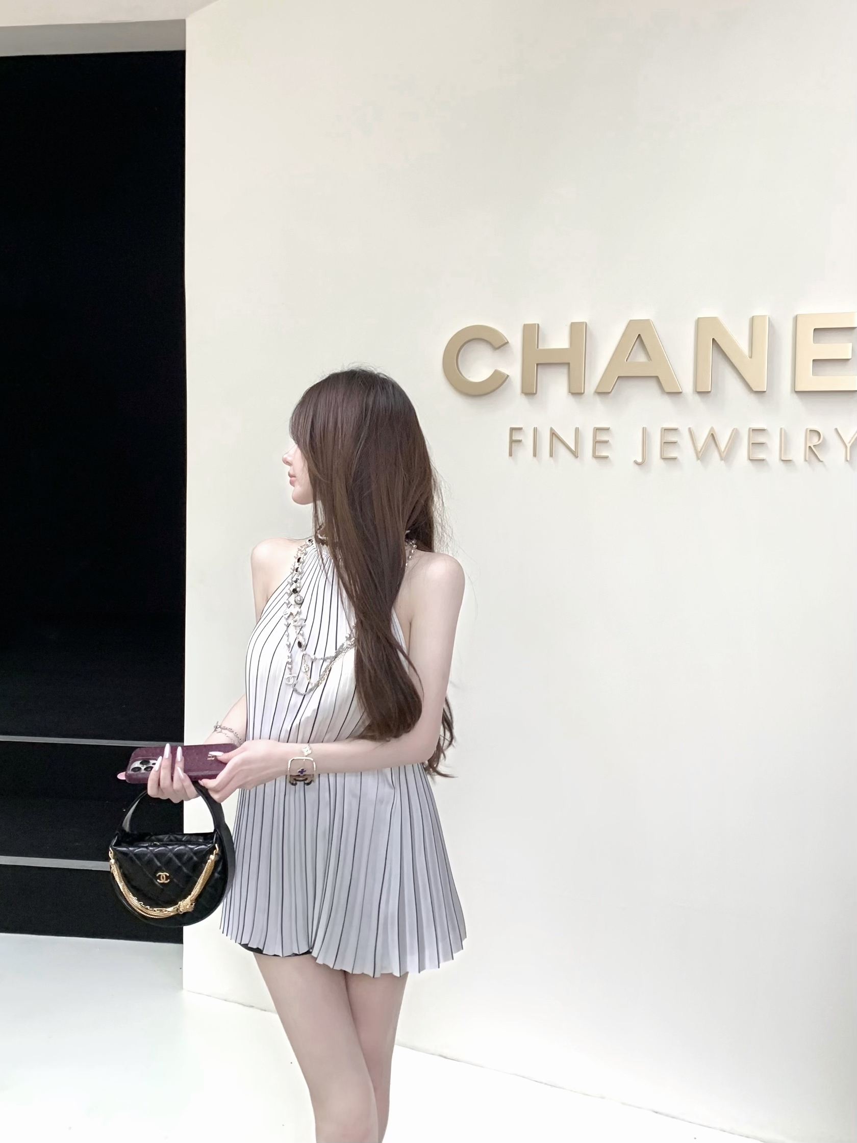 Backless Pleated Camisole Top with Woven Neck Strap - 90s Inspired CoCo Crush Fragrance Series Fashion Top