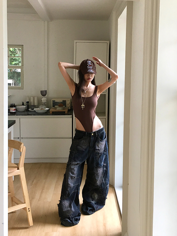 Backless Slim Fit Cropped Tank Top - Sexy Waist-Defining Jumpsuit for Hot Girl Style, 90s Inspired Fashion Backless Slim Fit Cropped Tank Top - Sexy Waist-Defining Jumpsuit for Hot Girl Style, 90s Inspired Fashion