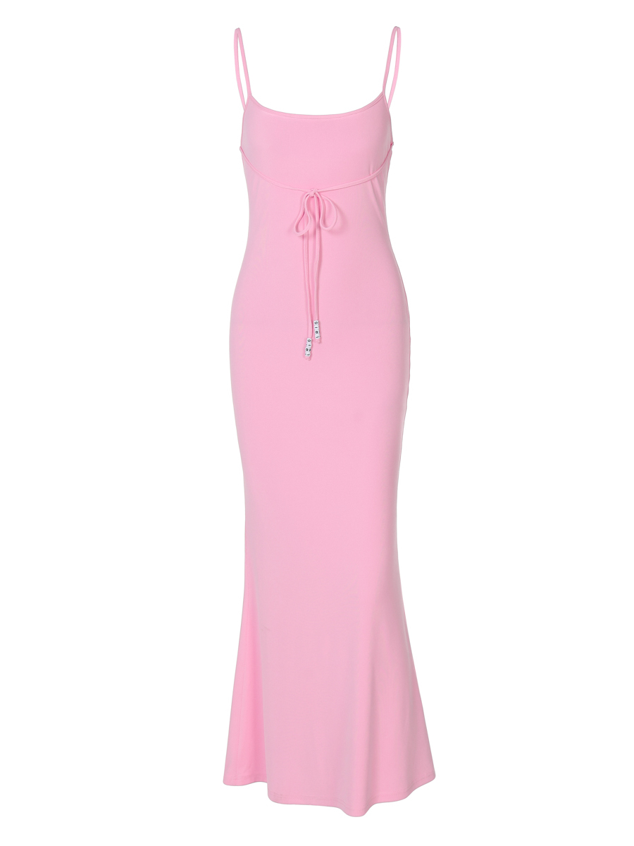 Backless Spaghetti Strap Bodycon Dress for Women - Solid Color, Stretchy, Hip-Hugging Long Skirt, Kardashian-Style Fashion Backless Spaghetti Strap Bodycon Dress for Women - Solid Color, Stretchy, Hip-Hugging Long Skirt, Kardashian-Style Fashion