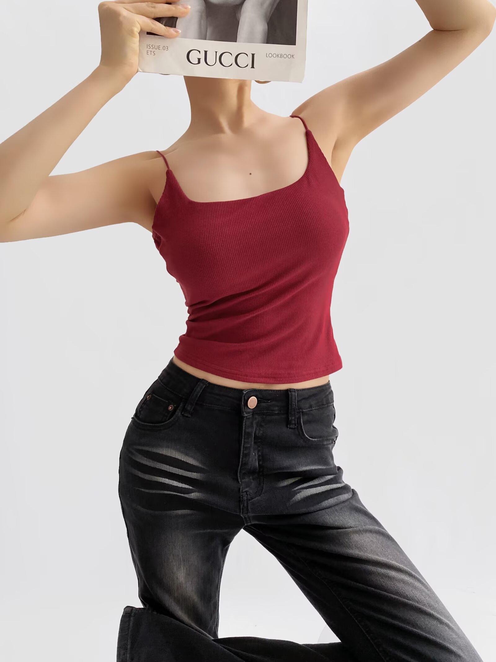 Backless V-Neck Lace Camisole with Chest Pads for Women - Sexy Street Dance Top, Y2K Style, Perfect for Night Out Backless V-Neck Lace Camisole with Chest Pads for Women - Sexy Street Dance Top, Y2K Style, Perfect for Night Out