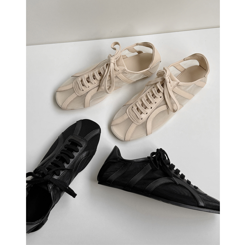 Ballet-Style Mesh Lace-Up Lambskin Flat Casual Shoes for Women - French Niche Design, Elegant and Comfortable Footwear Ballet-Style Mesh Lace-Up Lambskin Flat Casual Shoes for Women - French Niche Design, Elegant and Comfortable Footwear
