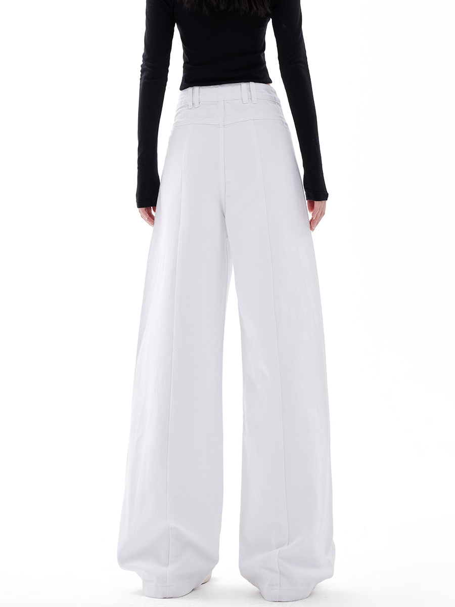 Basic White Wide-Leg Jeans for Men and Women - Loose Straight Casual Long Pants, Trendy 90s Style Basic White Wide-Leg Jeans for Men and Women - Loose Straight Casual Long Pants, Trendy 90s Style