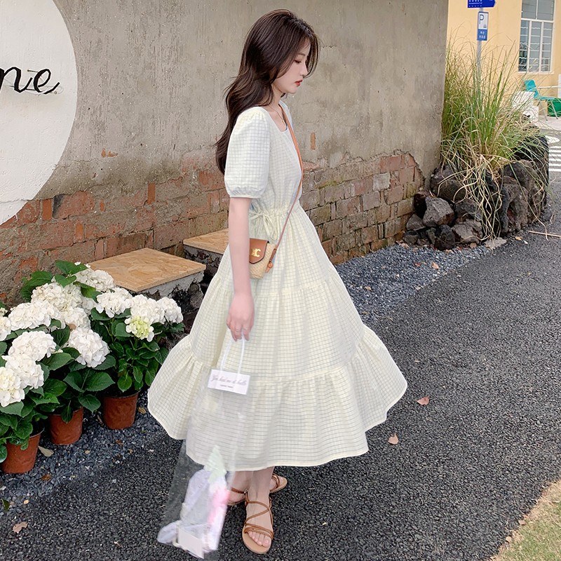 Beautiful Blue Chiffon Dress for Women - Summer 2025 Long French Vacation Style, Youthful & Trendy Fashion for 90s Inspired Looks Beautiful Blue Chiffon Dress for Women - Summer 2025 Long French Vacation Style, Youthful & Trendy Fashion for 90s Inspired Looks