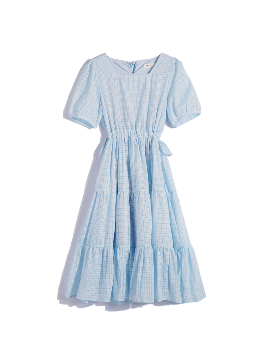 Beautiful Blue Chiffon Dress for Women - Summer 2025 Long French Vacation Style, Youthful & Trendy Fashion for 90s Inspired Looks Beautiful Blue Chiffon Dress for Women - Summer 2025 Long French Vacation Style, Youthful & Trendy Fashion for 90s Inspired Looks