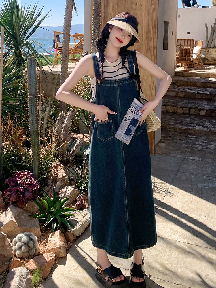 Beautiful Denim Suspender Dress for Women - Summer Thin Long Workwear Vest Dress, Stylish and Age-Reducing, Perfect for 90s Y2K Fashion