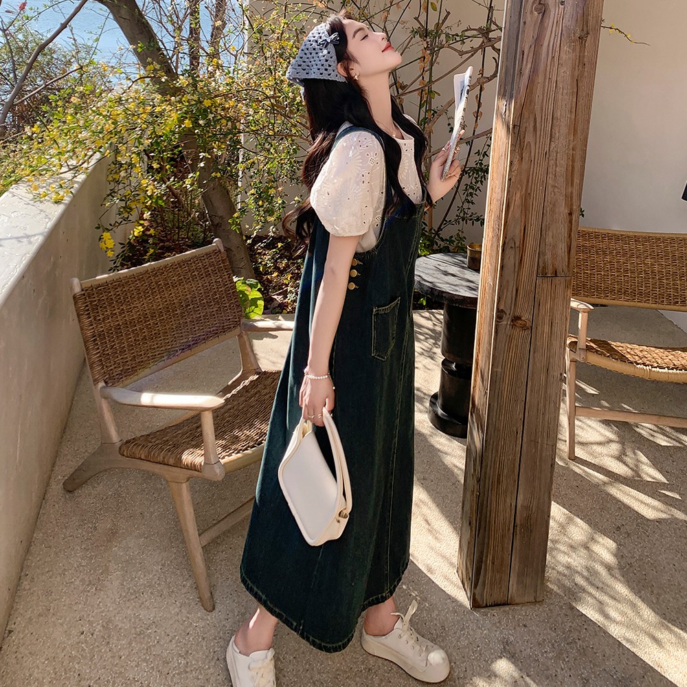 Beautiful Denim Suspender Dress for Women - Summer Thin Long Workwear Vest Dress, Stylish and Age-Reducing, Perfect for 90s Y2K Fashion Beautiful Denim Suspender Dress for Women - Summer Thin Long Workwear Vest Dress, Stylish and Age-Reducing, Perfect for 90s Y2K Fashion